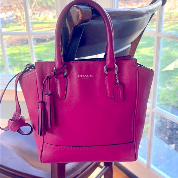 Coach Handbags - Coach Tanner Tassel Fuchsia Leather Shoulder/Crossbody Bag - Like New!